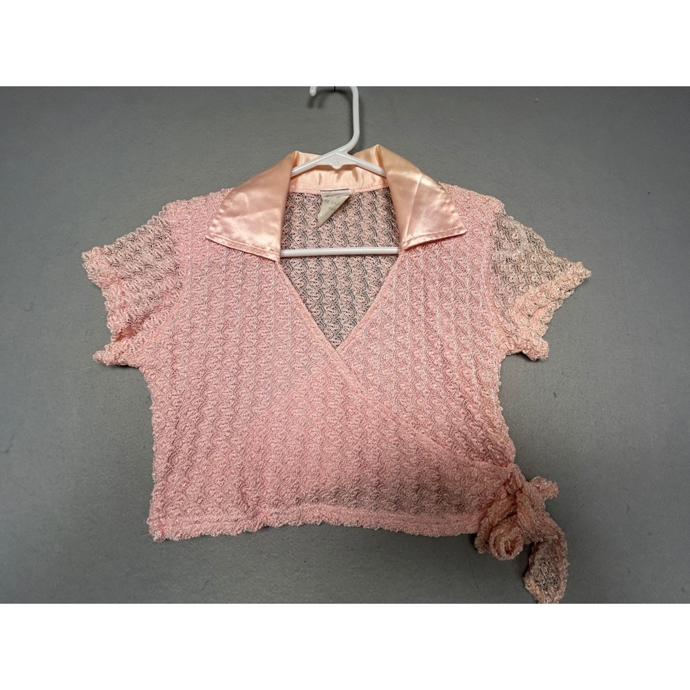 Frederick's of Hollywood Wrap Top Nylon Lace Pink Medium Womens